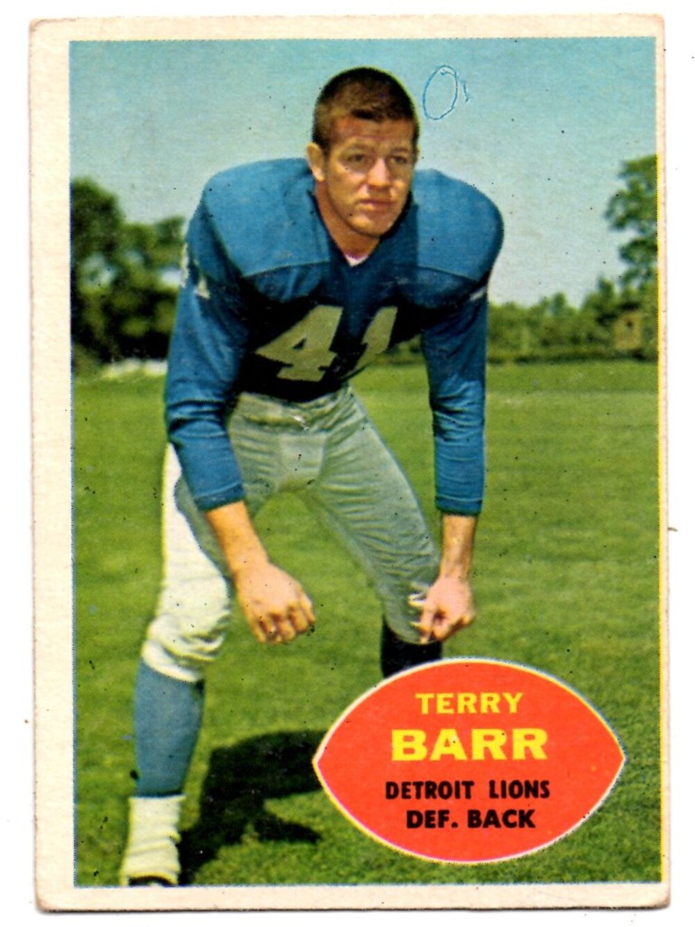Vintage Sports Card - Terry Barr Detroit Lions Def. Back Vintage Football Card